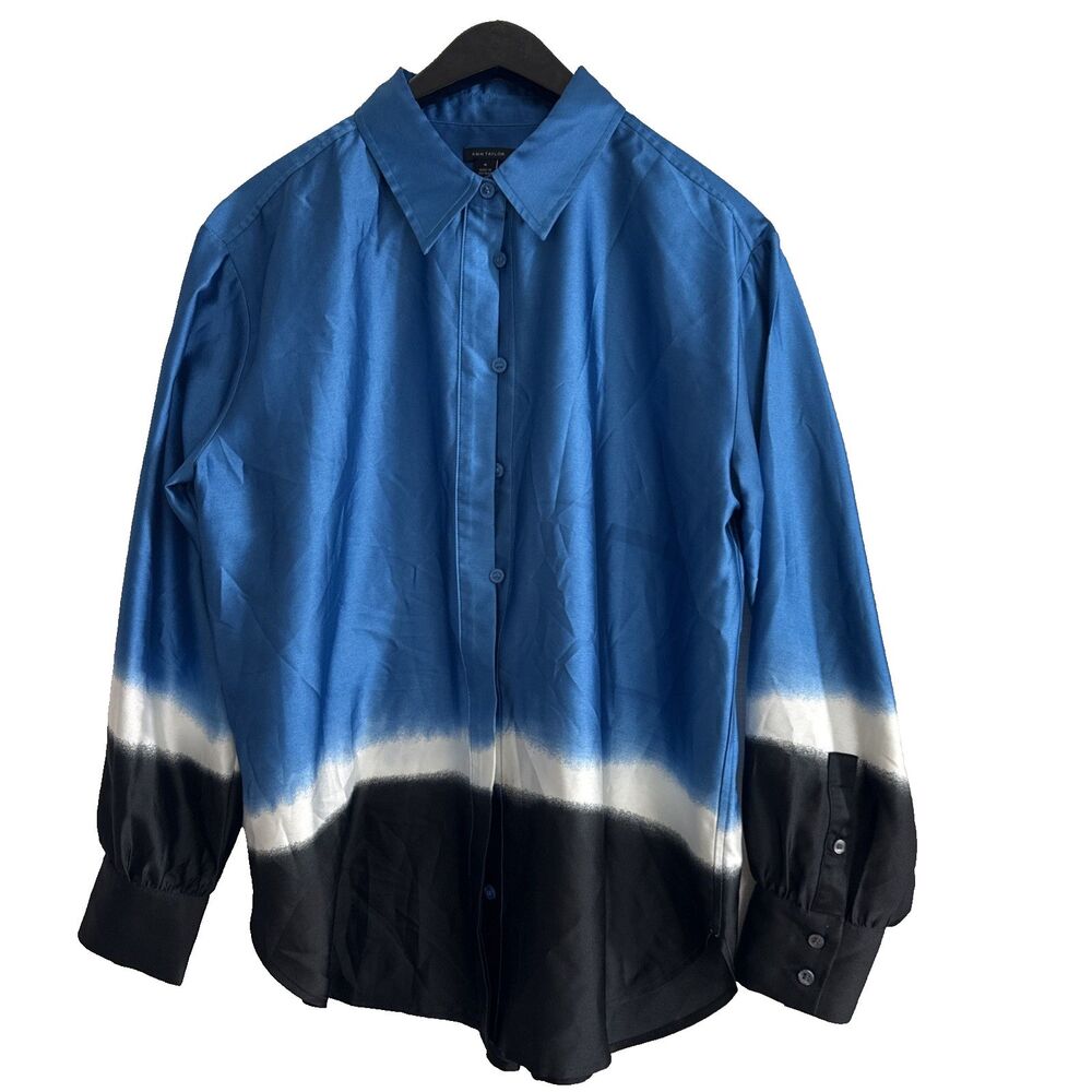 Ann Taylor Ombre Button Down Classic Business Blouse - M